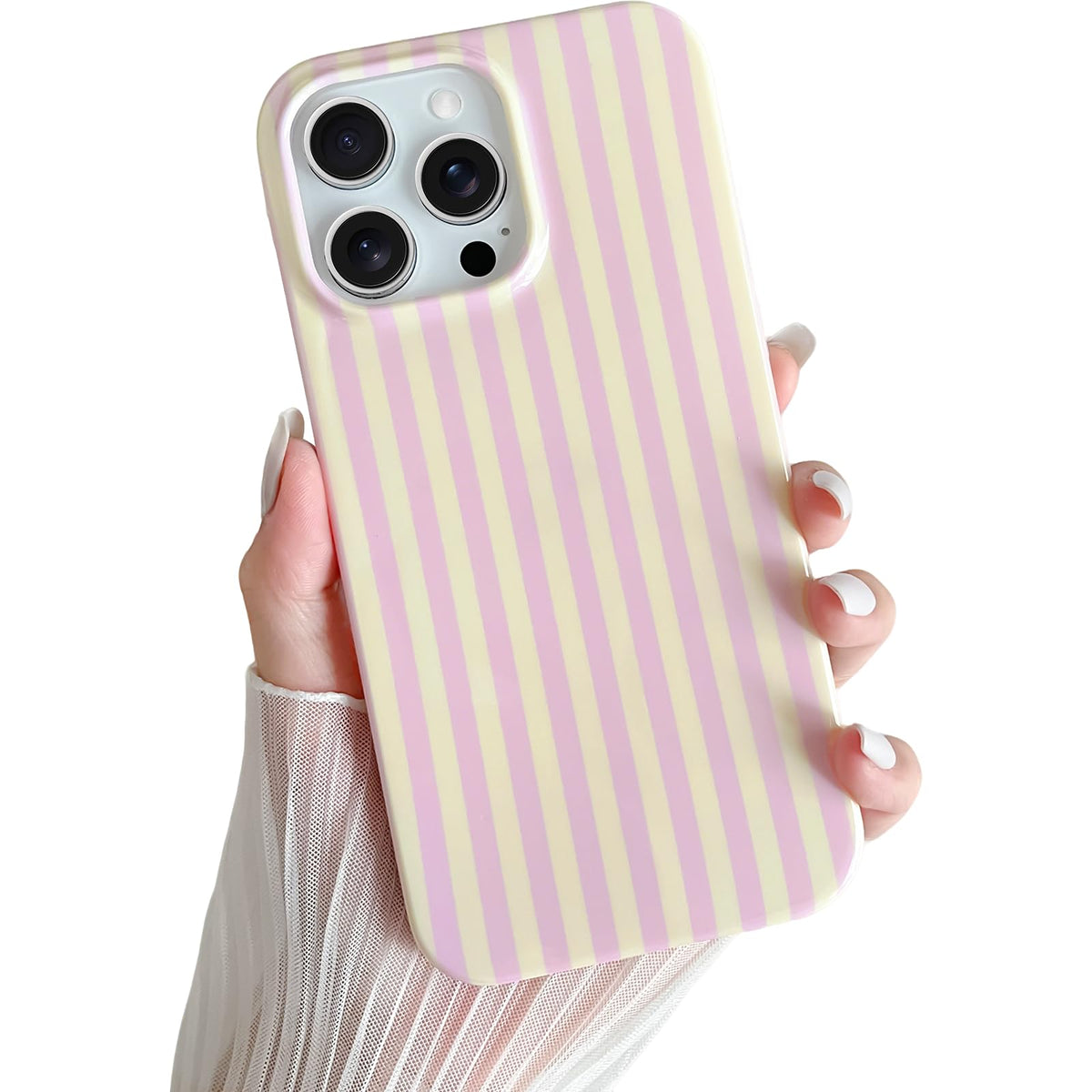 Yeddabox for iPhone 17 Pro Max Case Cute Striped Phone Case Soft TPU Slim Shockproof Phone Cover for Women Girls, Pink