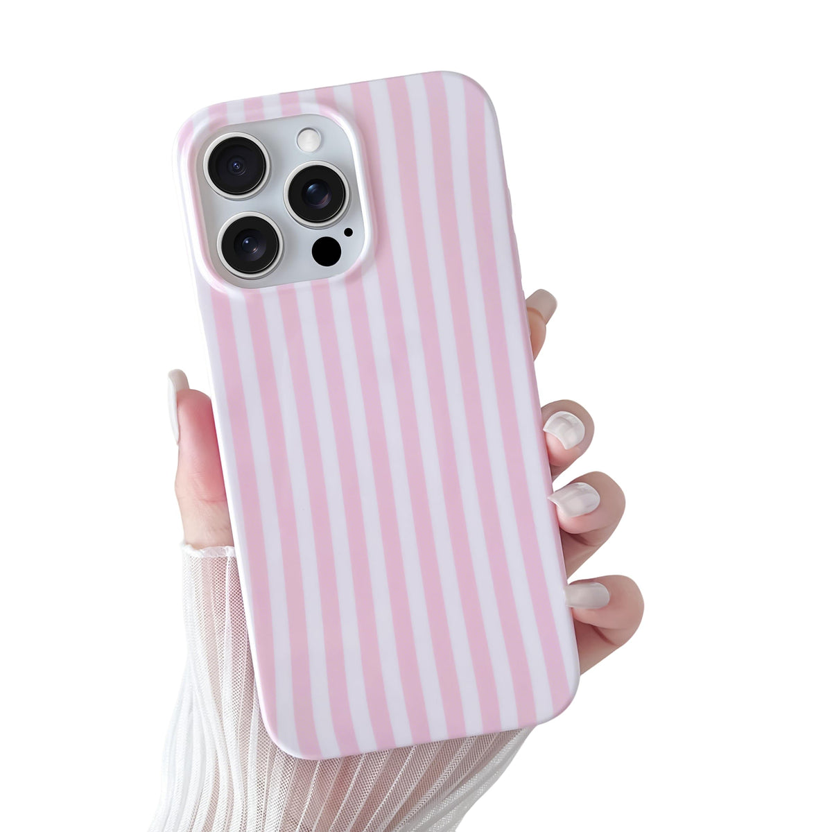 Yeddabox for iPhone 17 Pro Max Case Cute Striped Phone Case Soft TPU Slim Shockproof Phone Cover for Women Girls, Pink