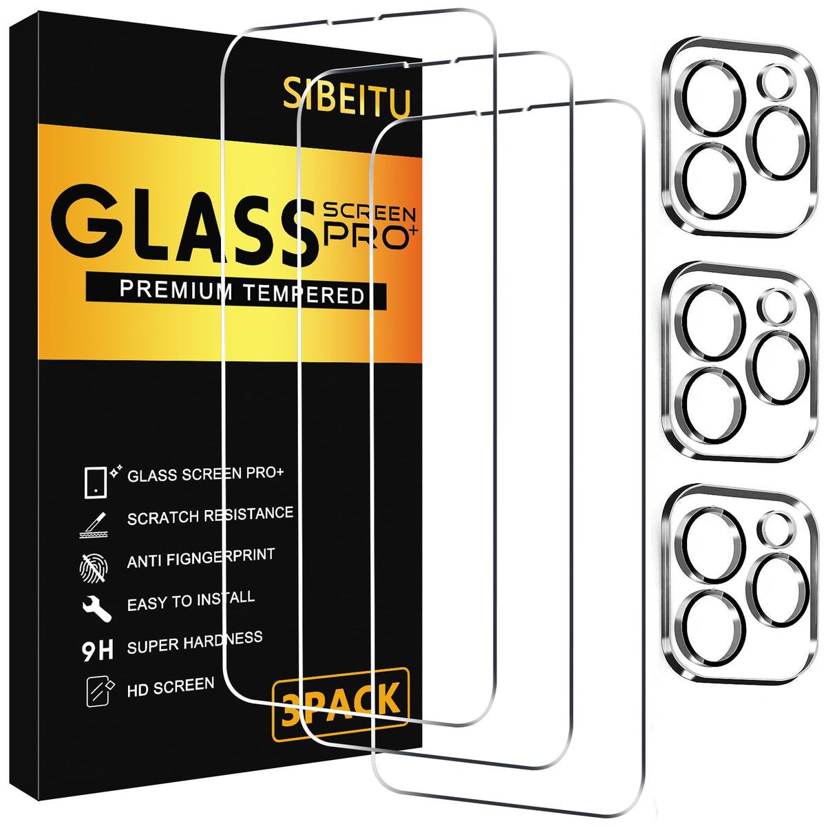 SIBEITU 3+3 Pack Screen Protector for iPhone 17 6.3 Inch Tempered Glass
