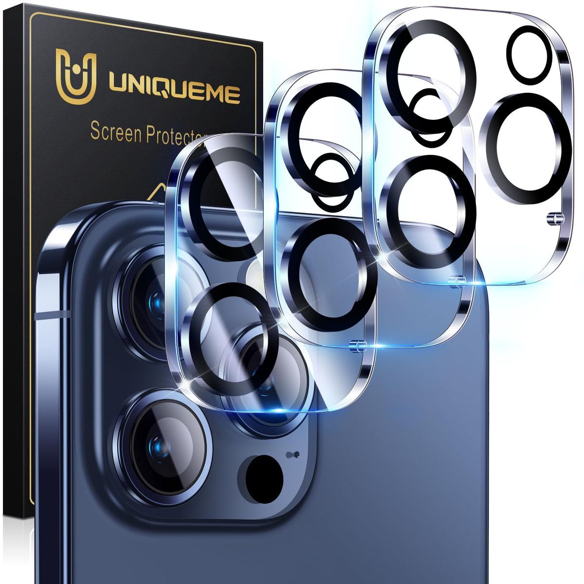 UniqueMe for 3 Pack iPhone 16 Pro/iPhone 16 Pro Max Camera Lens Protector