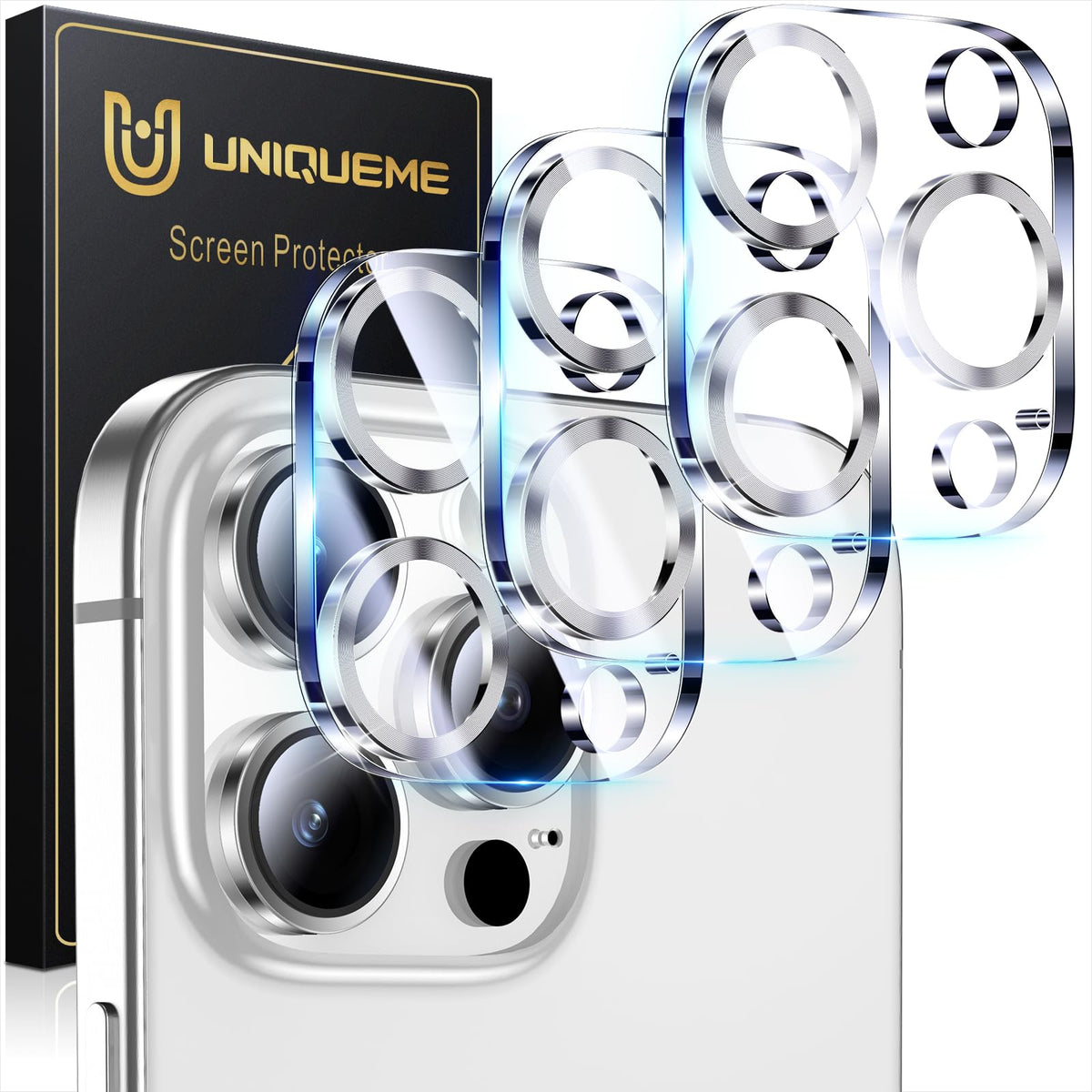 UniqueMe for 3 Pack iPhone 16 Pro/iPhone 16 Pro Max Camera Lens Protector