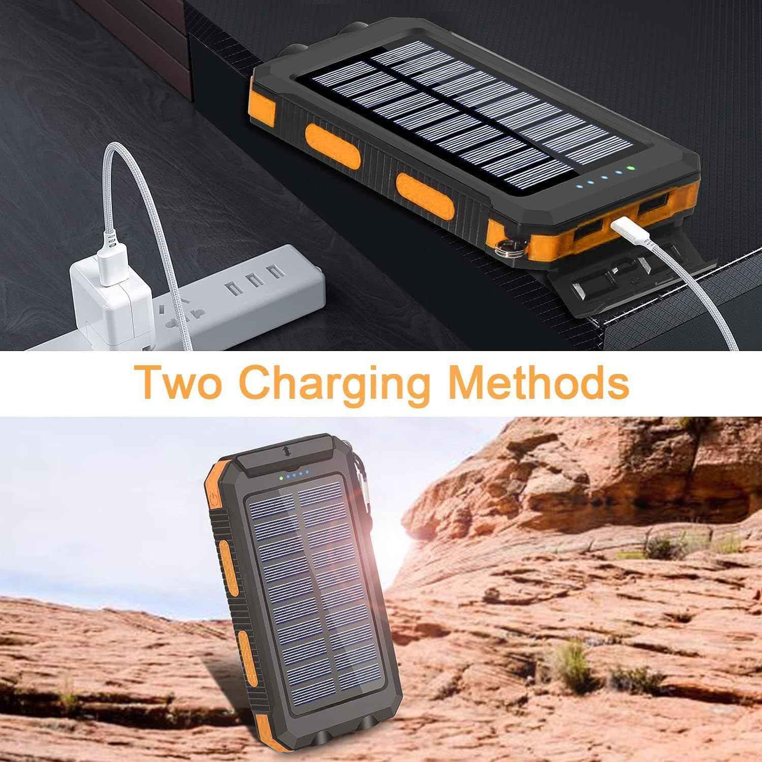 Solar Power Bank 20000mAh with 4 Cables & Flashlights