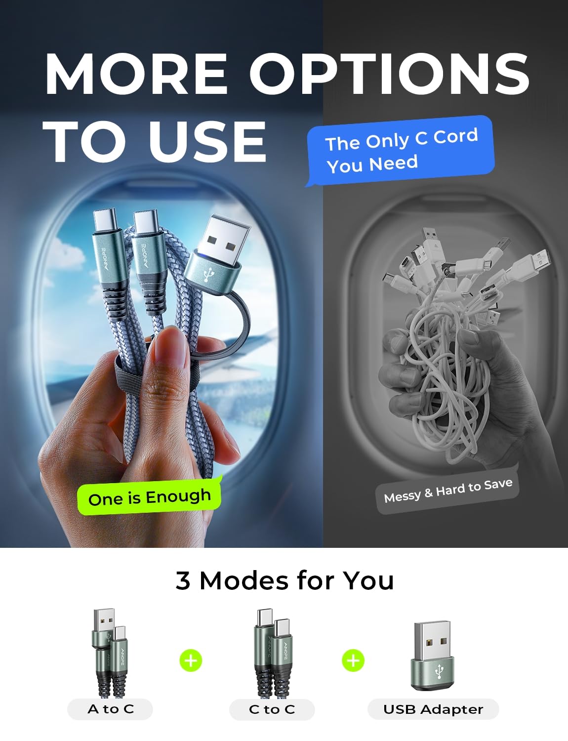 AINOPE 10FT Fast Charge USB C Cable & Adapter - Small Enterprise