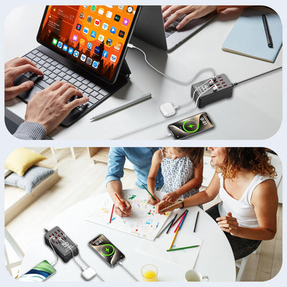 50W 12-Port USB Charging Station for Multiple Devices-Portable USB Charging Hub Compatible with iPhone, Android, Tablet, AirPods & More-Compact Charger Block for Home, Office & Entrepreneur.