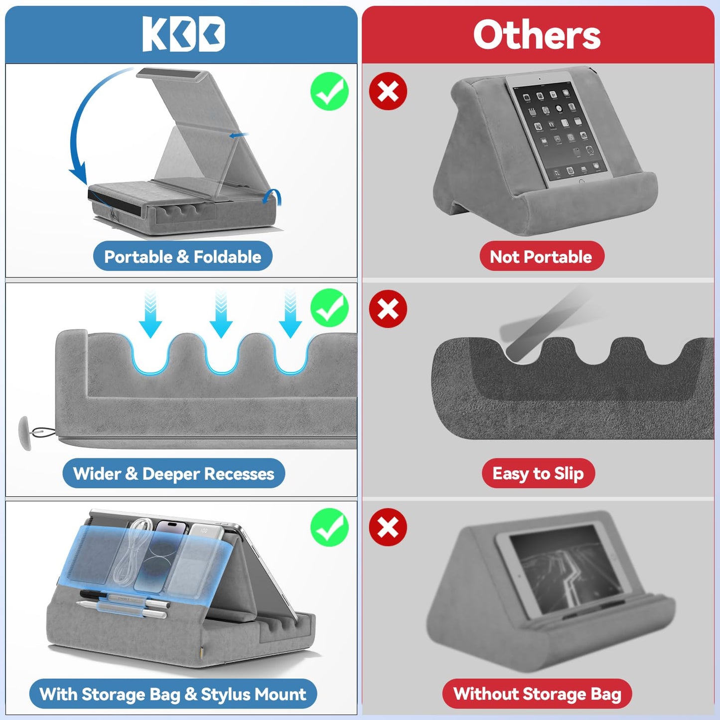 FoldMate: Versatile Tablet Pillow Stand with Pocket