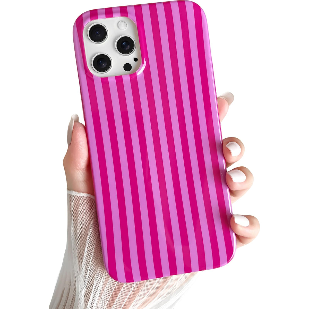 Yeddabox for iPhone 17 Pro Max Case Cute Striped Phone Case Soft TPU Slim Shockproof Phone Cover for Women Girls, Pink