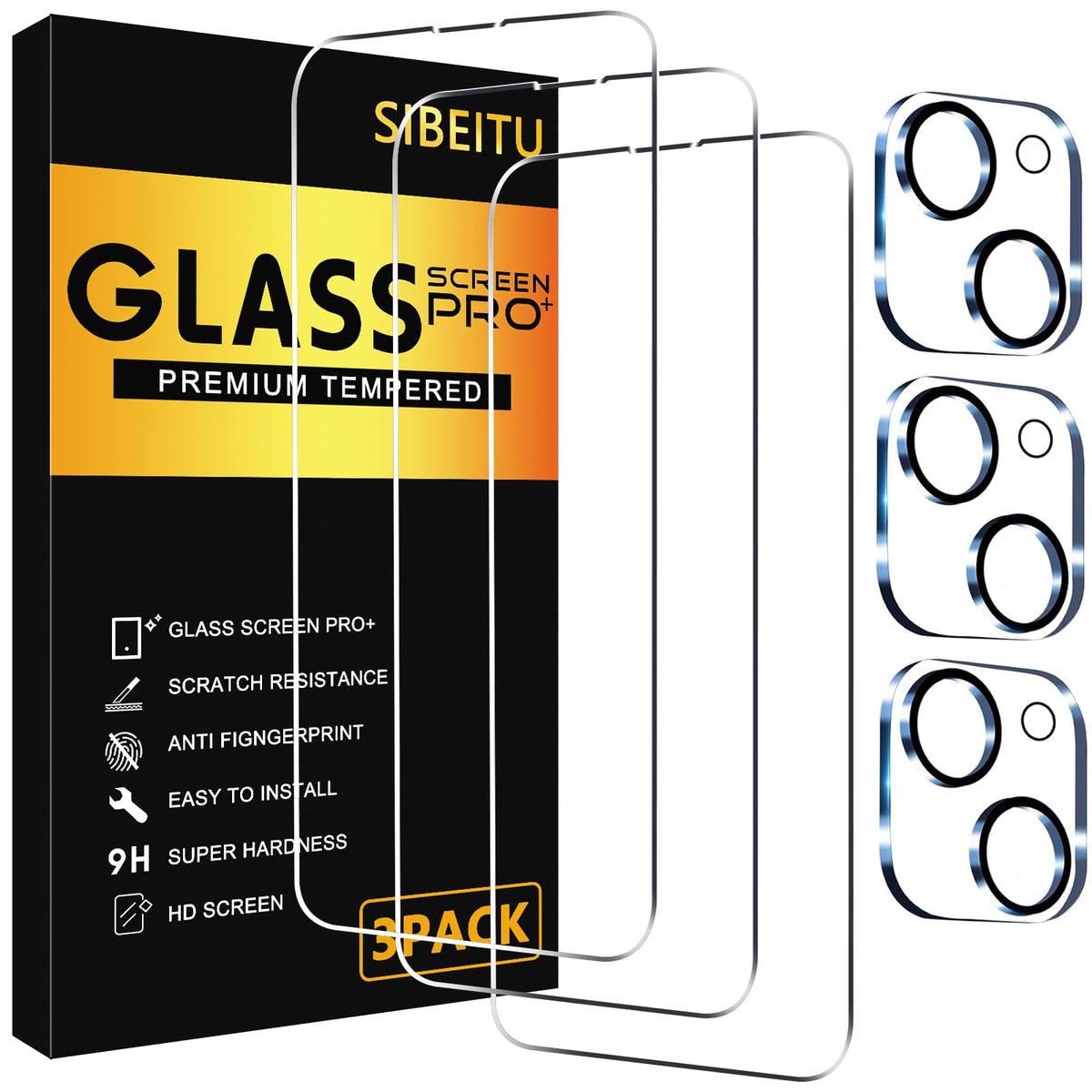 SIBEITU 3+3 Pack Screen Protector for iPhone 17 6.3 Inch Tempered Glass