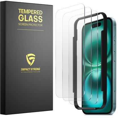 ImpactStrong 3-Pack Glass Protector for iPhone 15/16, 6.1