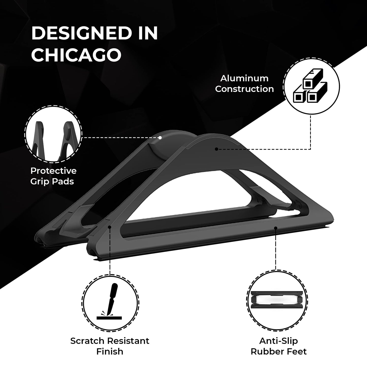BlackRise: Adjustable Vertical Laptop Dock Stand