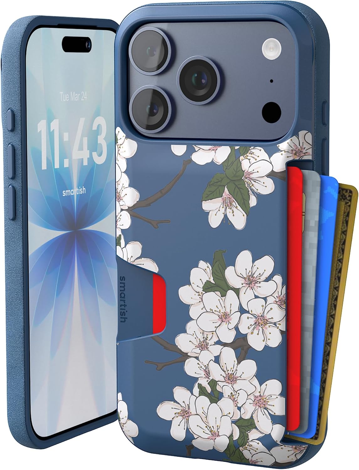 Smartish iPhone 18 Pro/17 Pro Wallet Case, Wallet Slayer V1, Cherry Blossom