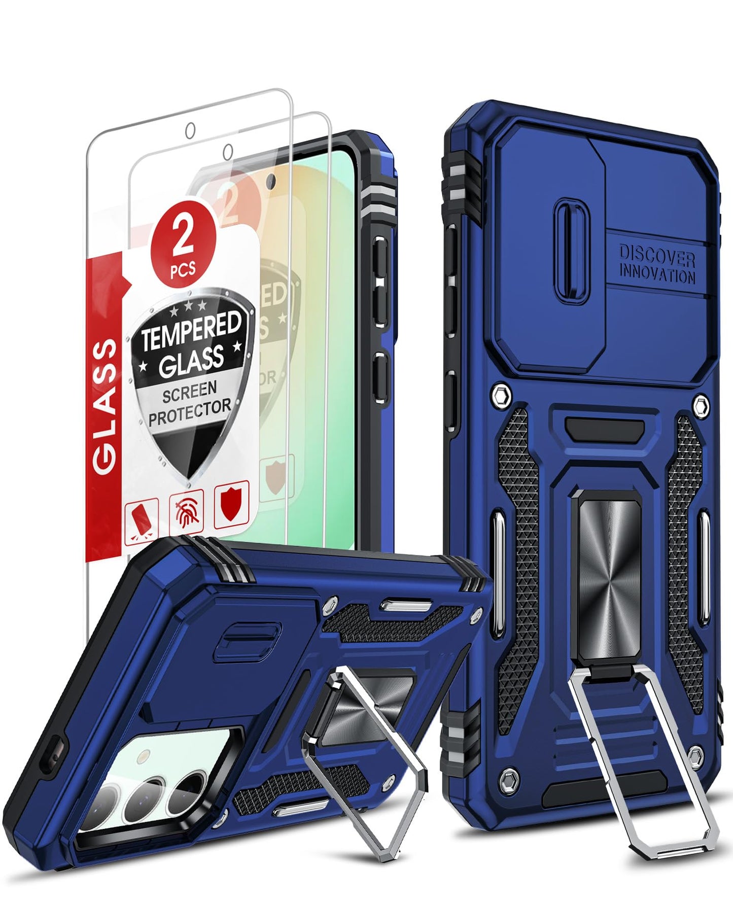 LeYi for Samsung Galaxy S25-FE Case: Samsung S25FE Case with 2 PCS Screen Protector, Slide Camera Cover & Magnetic Stand, Military-Grade Active Outdoor Daily Protection Funda Samsung S 25 FE, Black