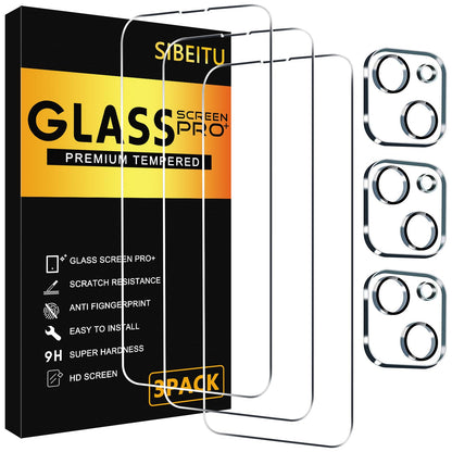 SIBEITU 3+3 Pack Screen Protector for iPhone 17 6.3 Inch Tempered Glass