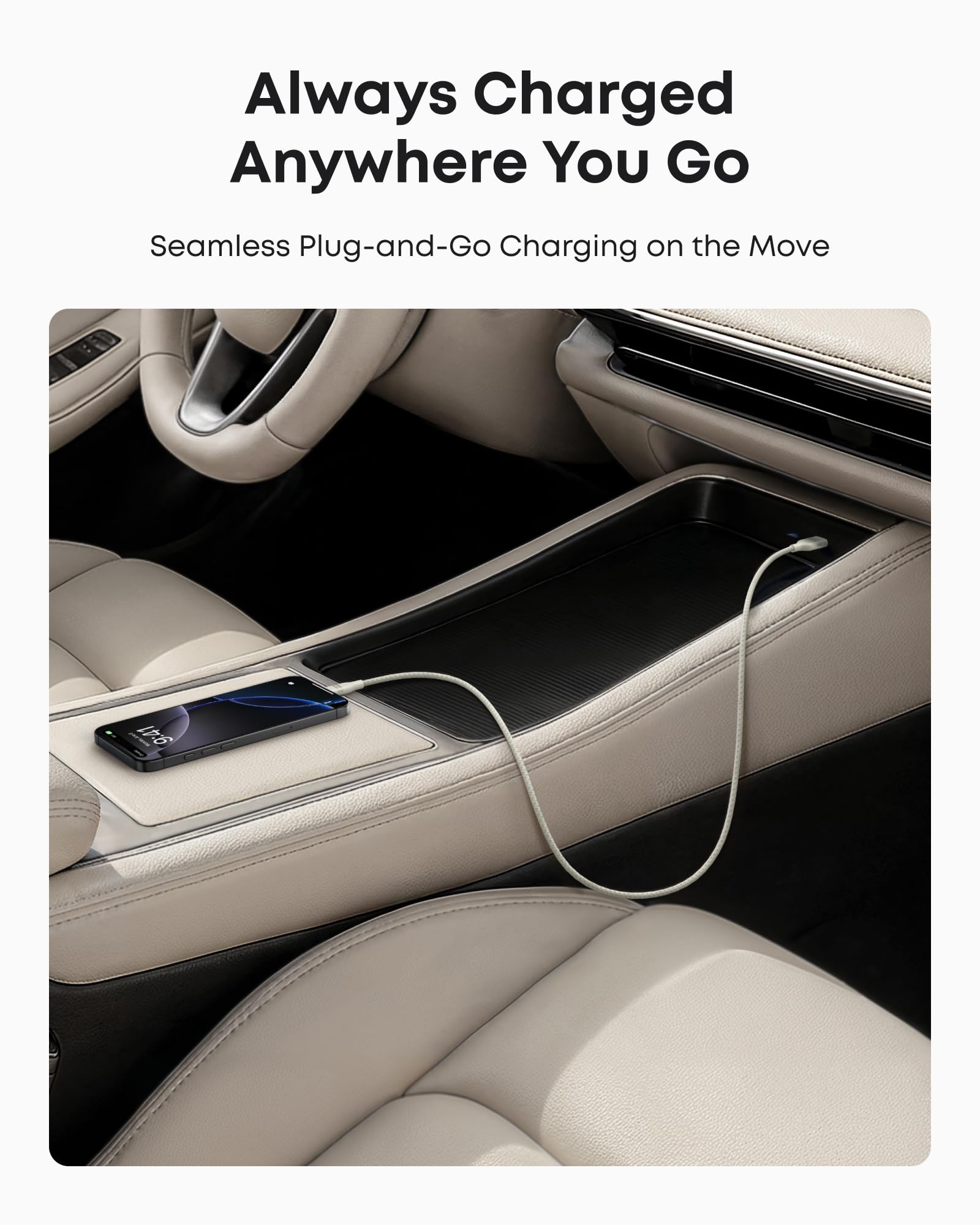 Anker Car Carplay Cable for iPhone 17 16 Pro Max Plus, Upcycled Braided USB A to USB C Car Charger Cord for Samsung Note20 and More (3FT, Black)