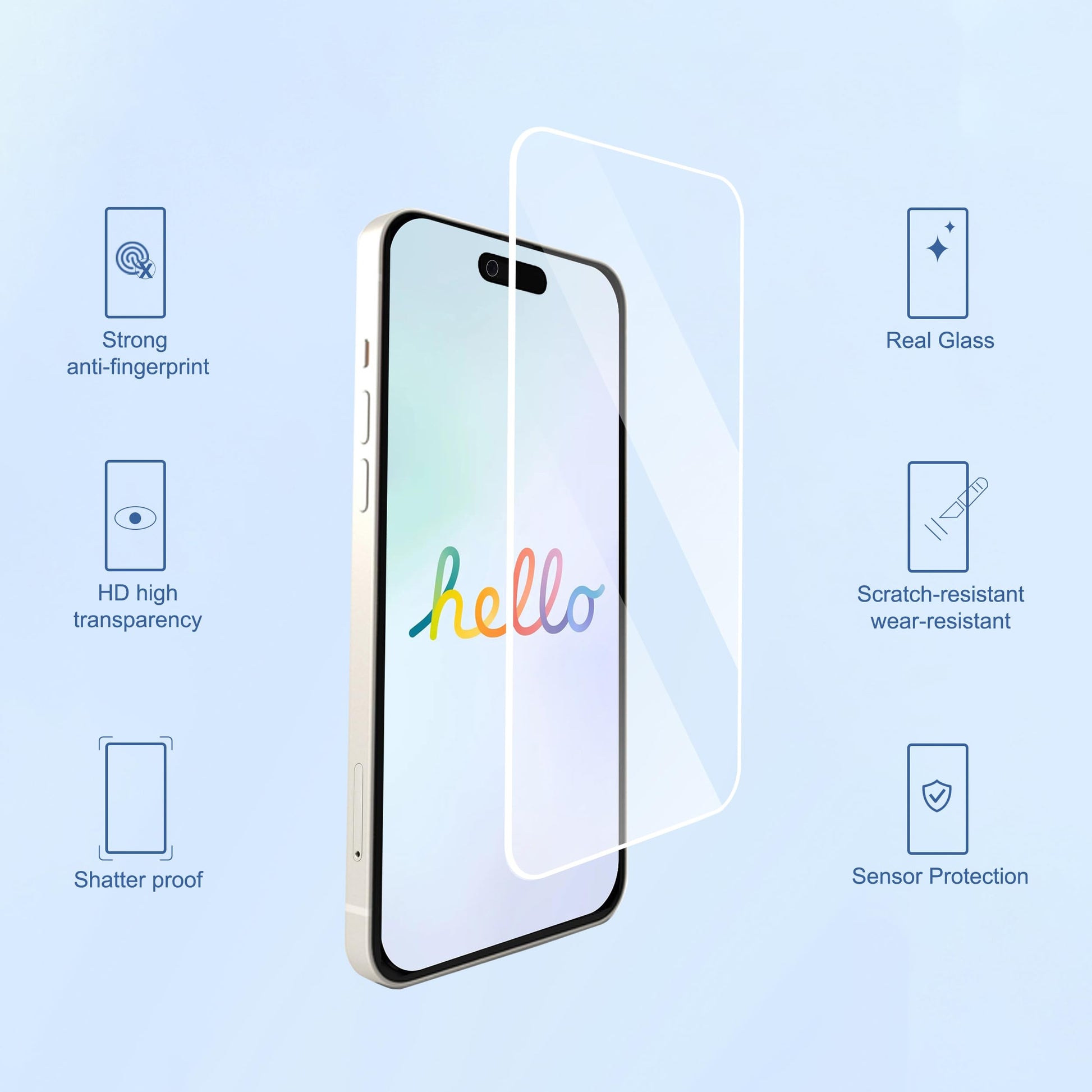Ailun Screen Protector for iPhone 16 / iPhone 15 / iPhone 15 Pro [6.1 Inch] Display 3 Pack Tempered Glass, Dynamic Island Compatible, Case Friendly [Not for iPhone 16 Pro 6.3 Inch].