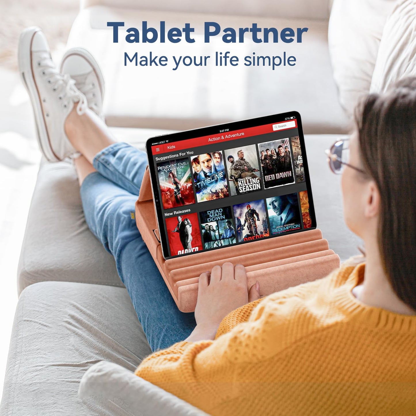 FoldMate: Versatile Tablet Pillow Stand with Pocket