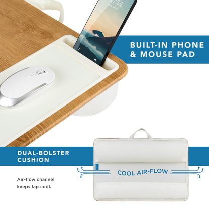 PinkComfort Lap Desk: Device Ledge & Phone Holder