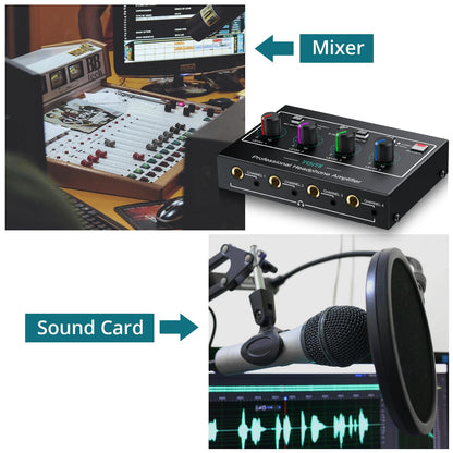 QuadMix Pro: 4-Channel Headphone Amp & Audio Mixer