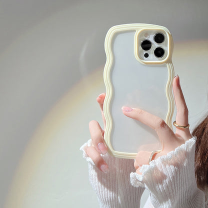 Wave Border Mobile Phone Case Solid Color Simple Candy Color - Small Enterprise