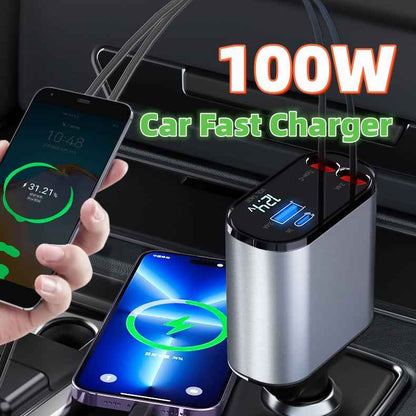 100W Metal Car Charger USB & Type-C Fast Adapter