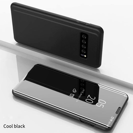 Luxury leather transparent mirror flip phone case - Small Enterprise