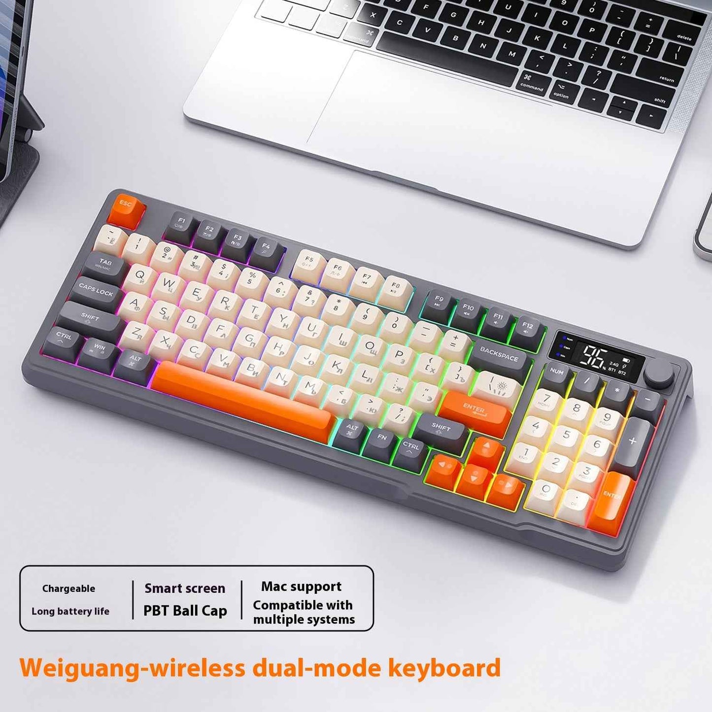 Wireless Bluetooth Russian Keyboard Display
