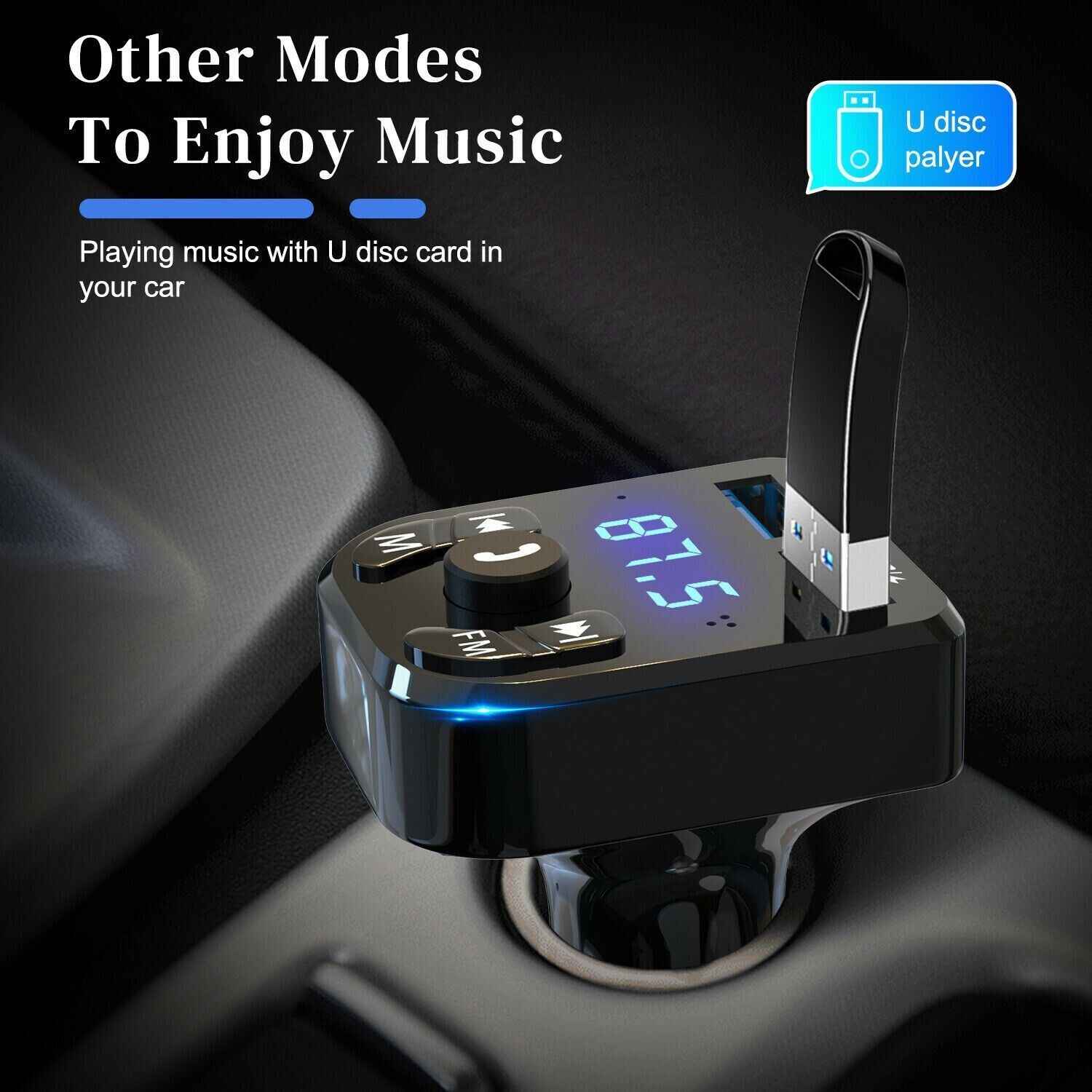 Wireless Bluetooth FM Transmitter Car Adapter & Charger