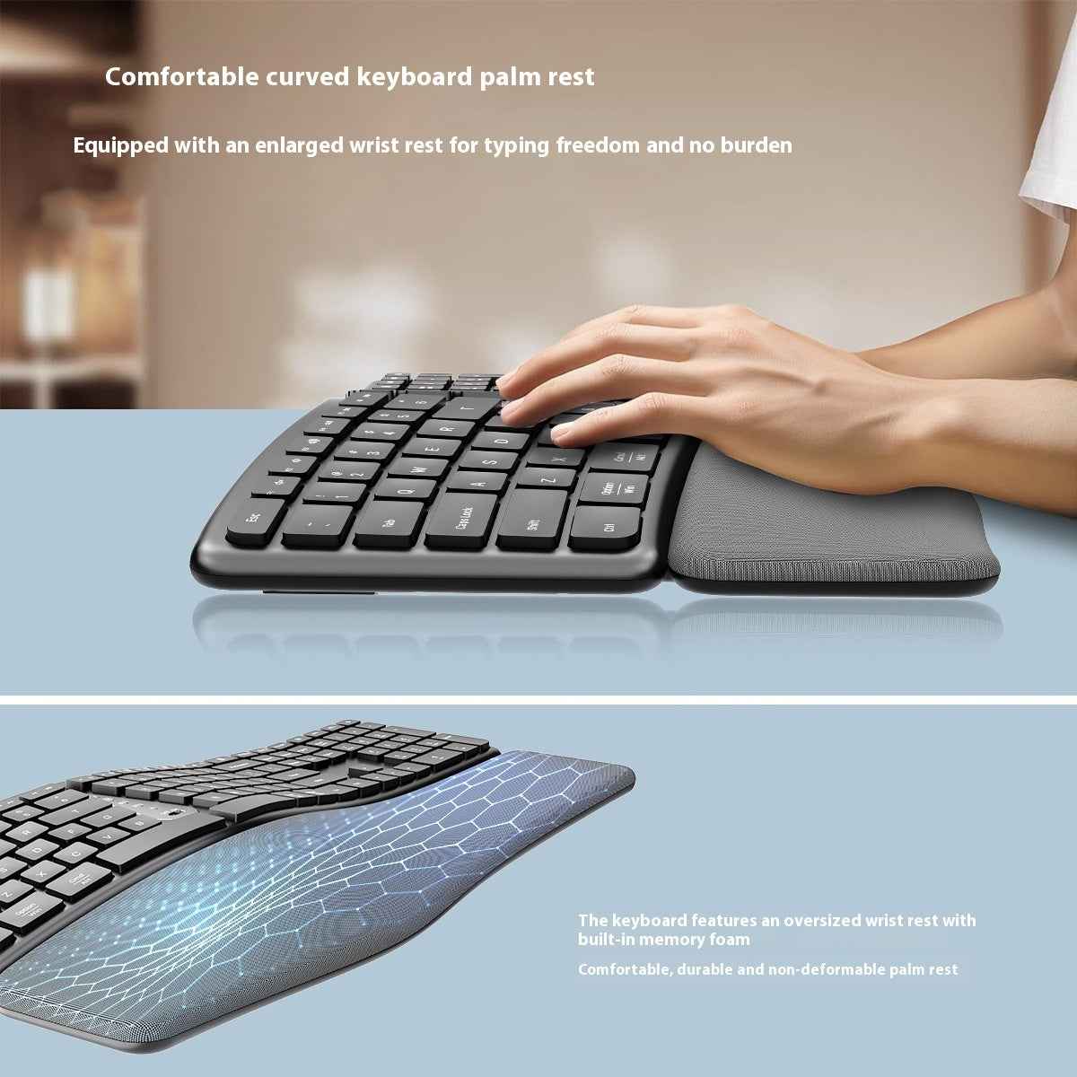 Dual-mode Ergonomic Key Mouse Suit With Wrist Rest Mute Rechargeable Keyboard
