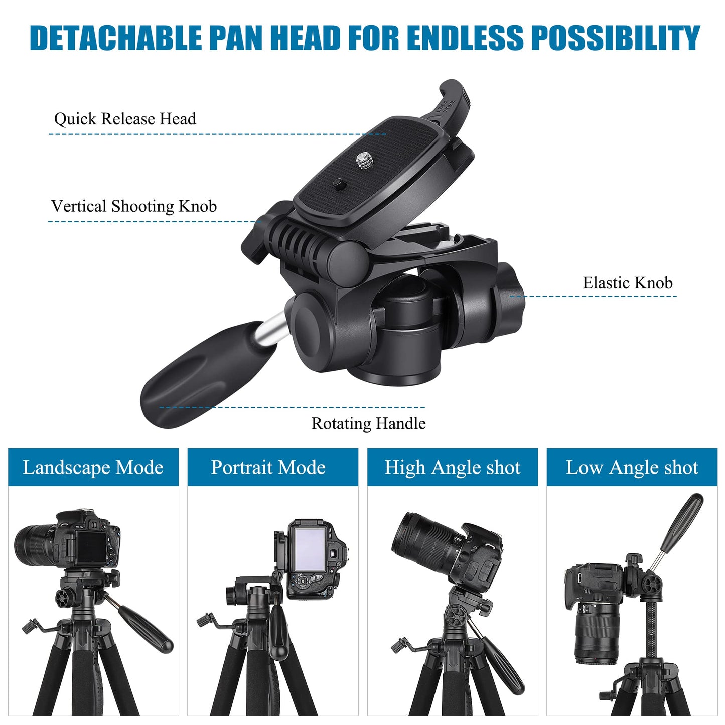 VICTIV 74” Camera Tripod, Tripod for Camera and Phone, Aluminum Professional Tripod Stand for Canon Nikon with Carry Bag and Phone Holder, Compatible with DSLR, iPhone, Spotting Scopes, Max Load 9.5Lb