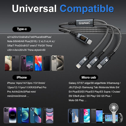 SmartCharge 3-in-1 USB C Cable with LED Display - Small Enterprise