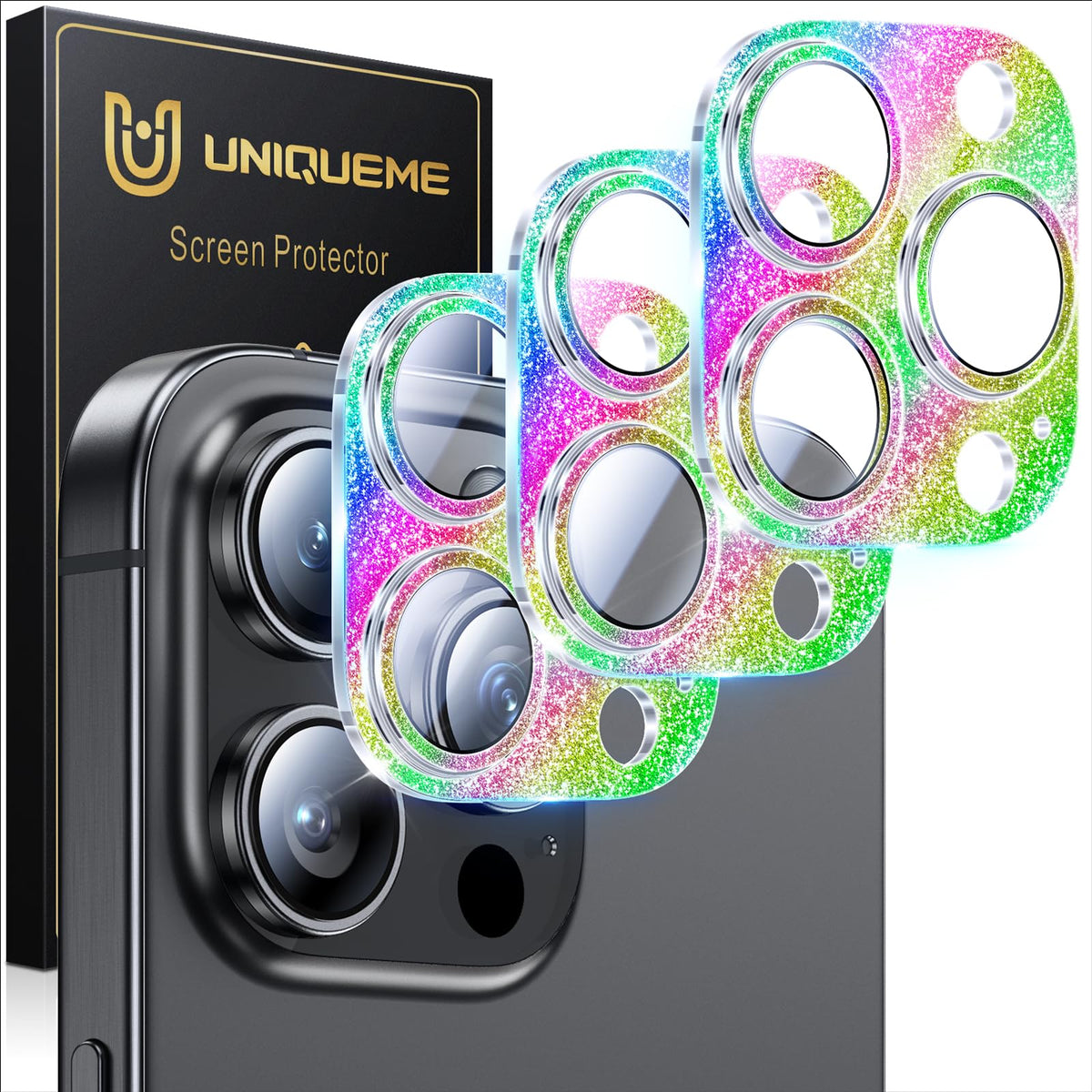UniqueMe for 3 Pack iPhone 16 Pro/iPhone 16 Pro Max Camera Lens Protector