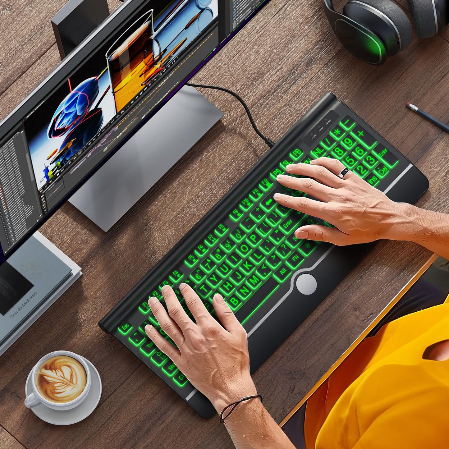 GlowType: Large Print 7-Color Backlit Keyboard