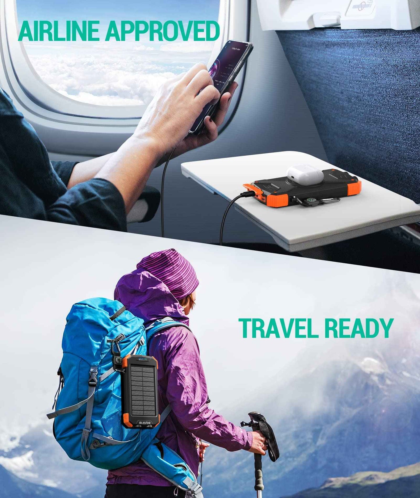 BLAVOR Solar Power Bank 10,000mAh Wireless Charger