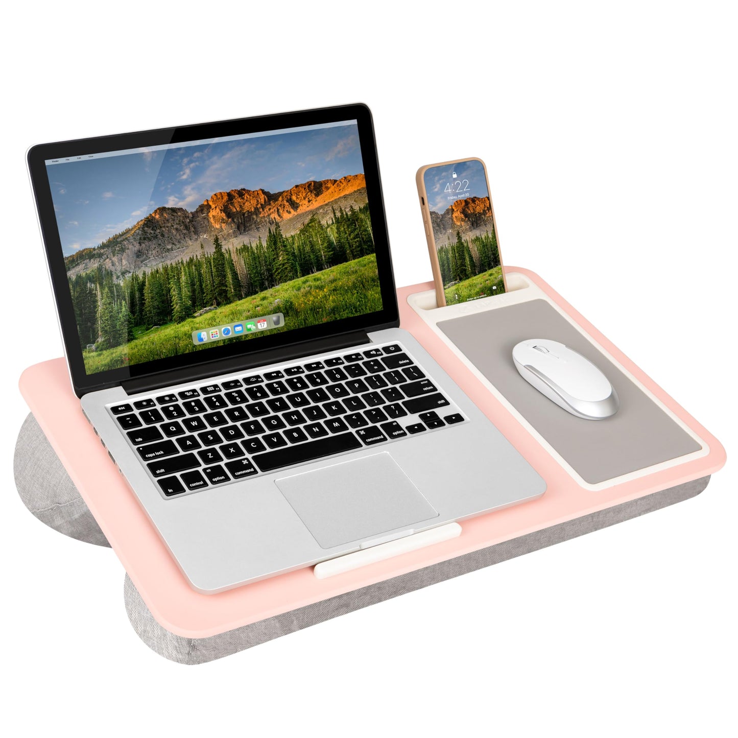PinkComfort Lap Desk: Device Ledge & Phone Holder