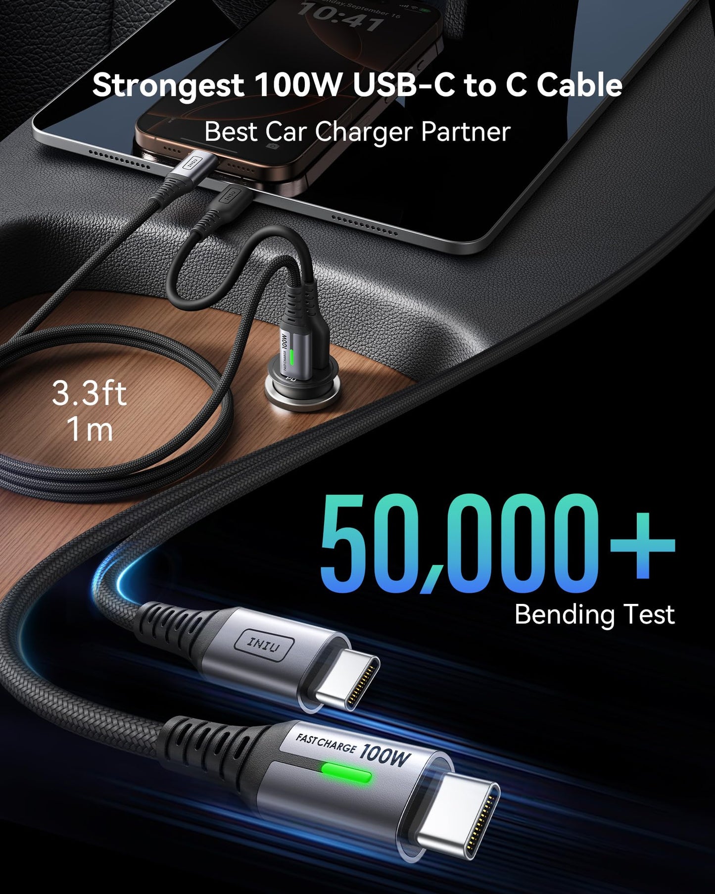 INIU 60W Turbo Car Charger: Fast Charge Adapter +