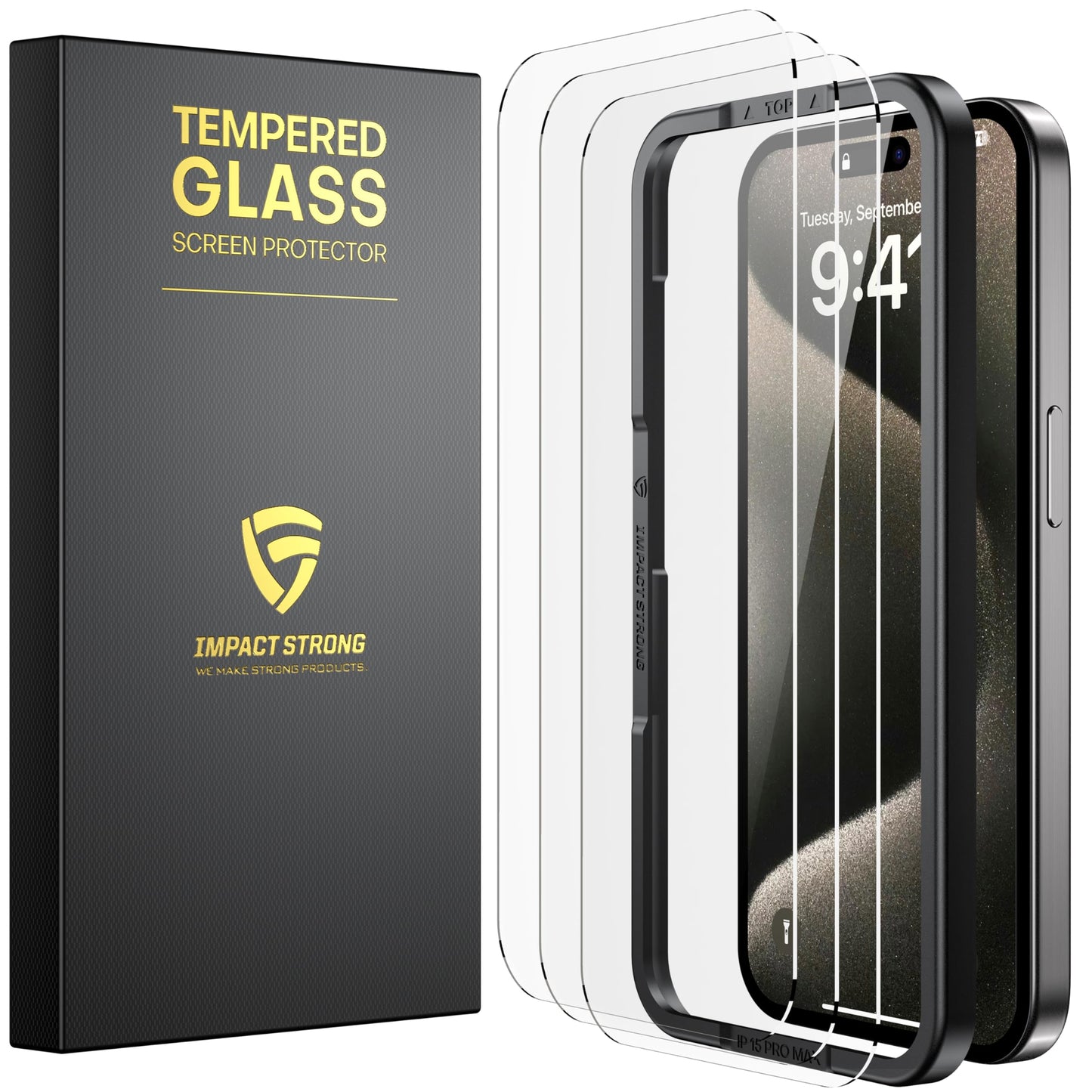 ImpactStrong 3-Pack Glass Protector for iPhone 15/16, 6.1