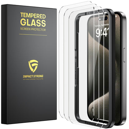 ImpactStrong 3-Pack Glass Protector for iPhone 15/16, 6.1