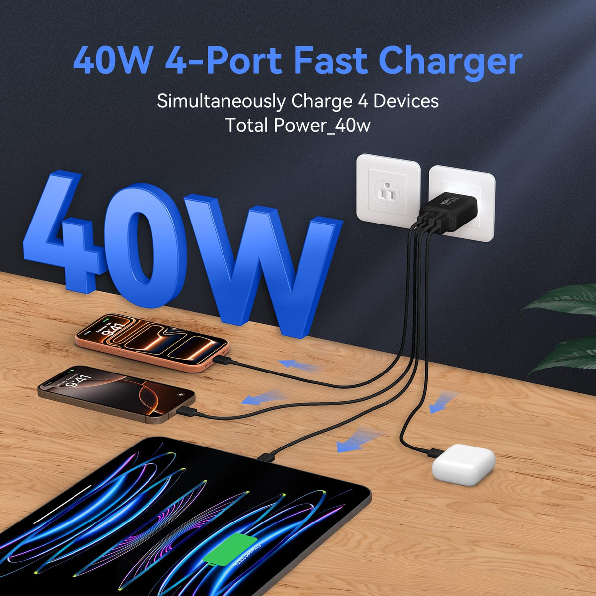 USB C Wall Charger Block, 40W USB Type C iPhone Charger Fast Charging Block