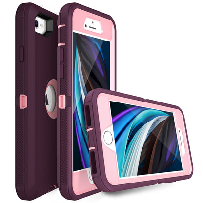MXX Heavy Duty Protective Case for iPhone SE 2020/22 with Screen Protector, 3 Layers, Rugged Rubber, Rotating 360 Degree Belt Clip, Black/Gray