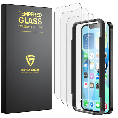 ImpactStrong 3-Pack Glass Protector for iPhone 15/16, 6.1