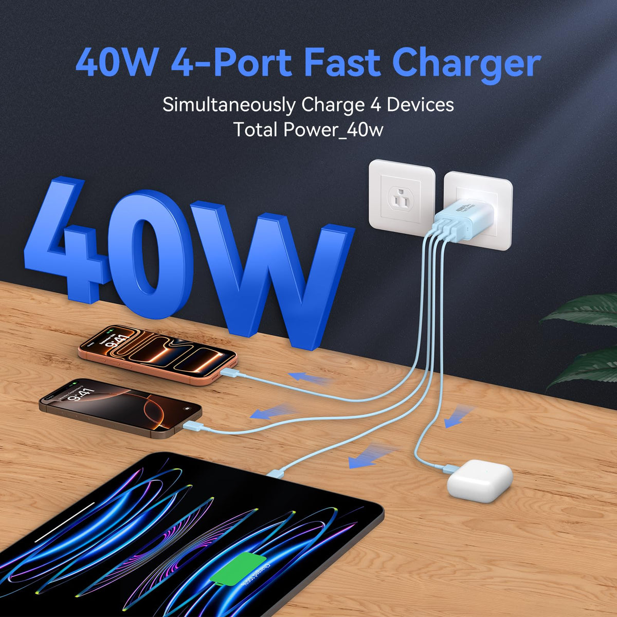 USB C Wall Charger Block, 40W USB Type C iPhone Charger Fast Charging Block