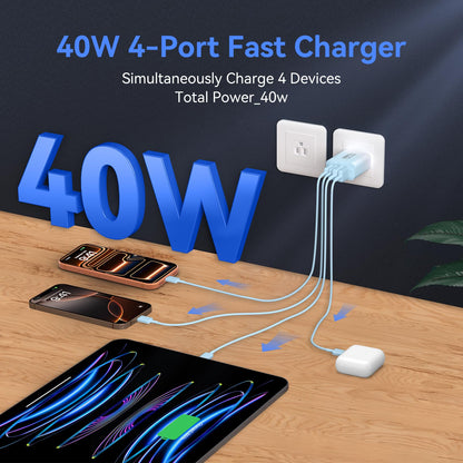 USB C Wall Charger Block, 40W USB Type C iPhone Charger Fast Charging Block