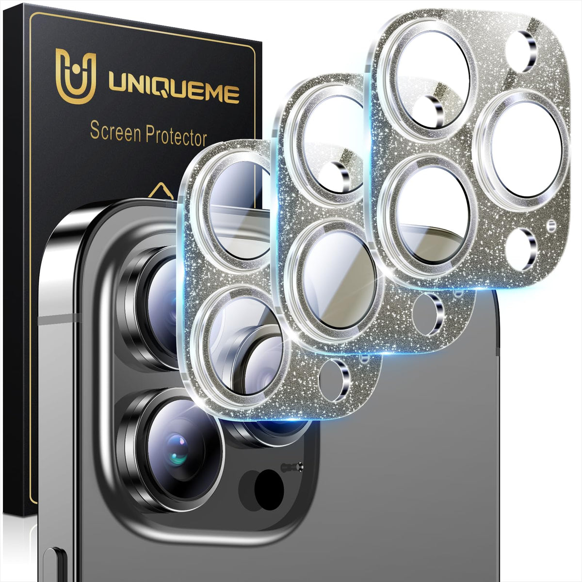 UniqueMe for 3 Pack iPhone 16 Pro/iPhone 16 Pro Max Camera Lens Protector