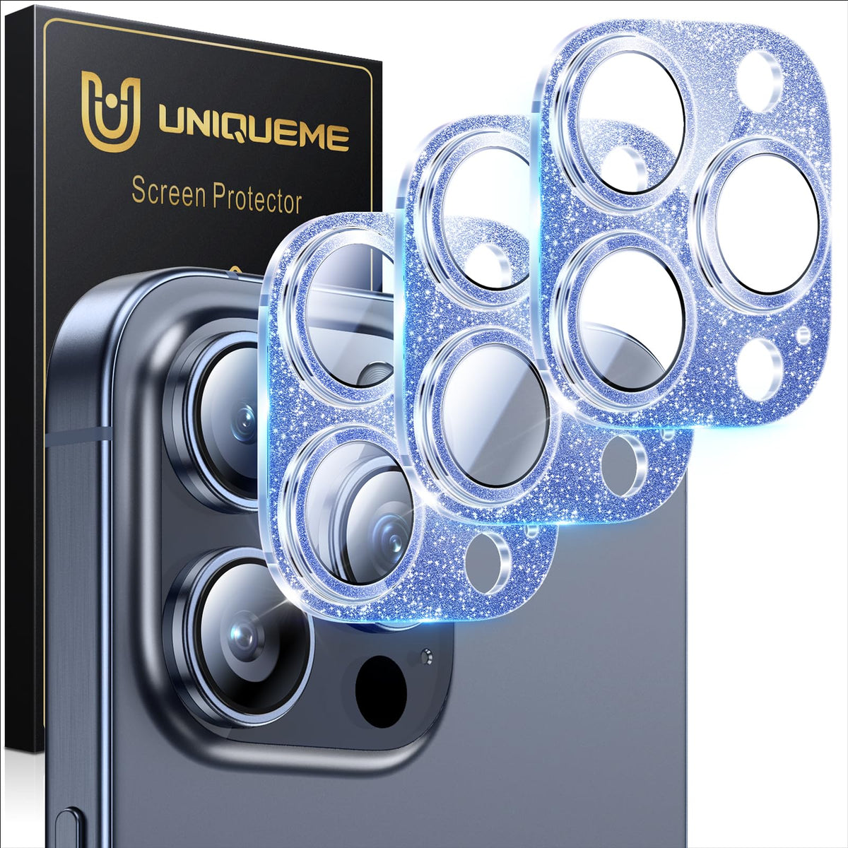 UniqueMe for 3 Pack iPhone 16 Pro/iPhone 16 Pro Max Camera Lens Protector