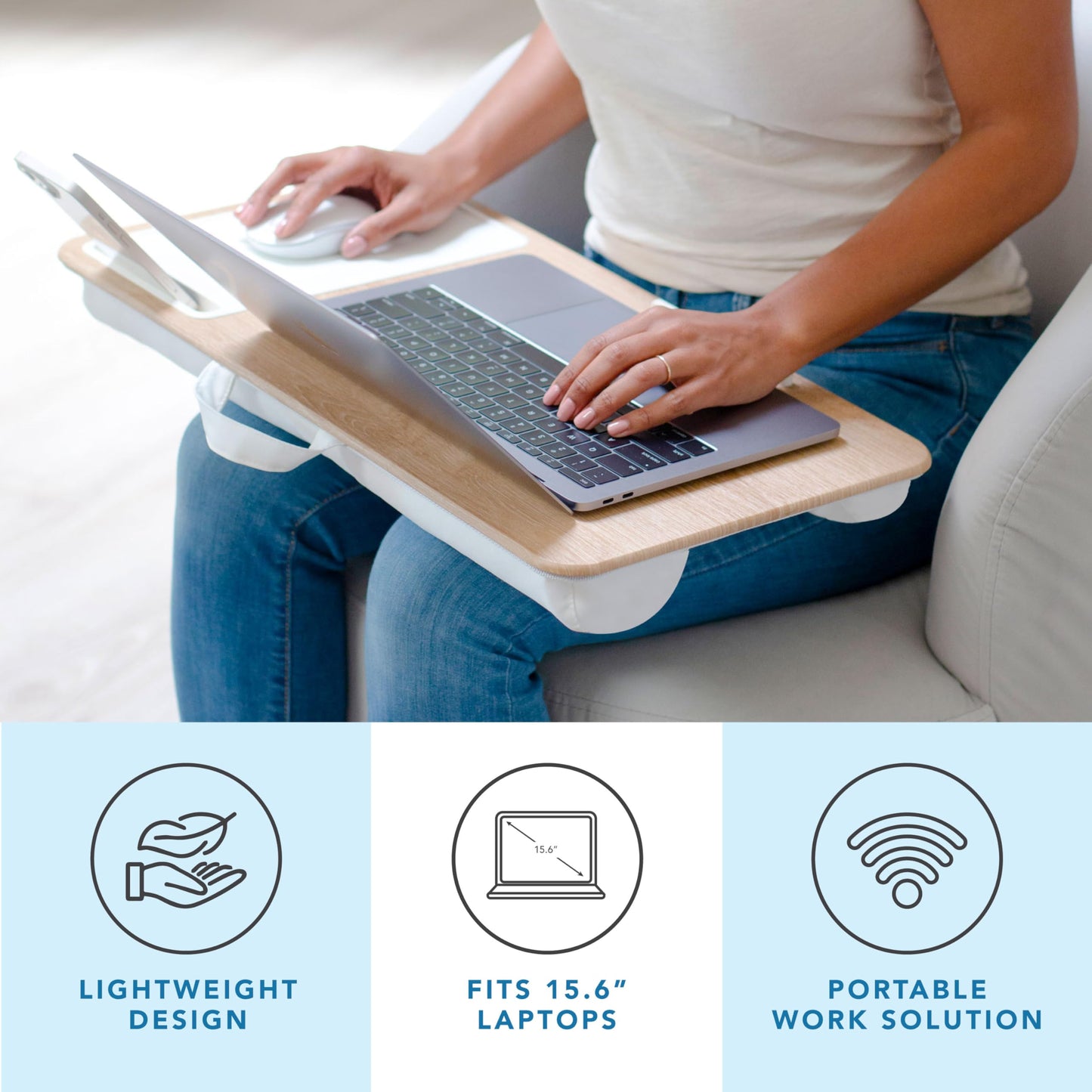 PinkComfort Lap Desk: Device Ledge & Phone Holder