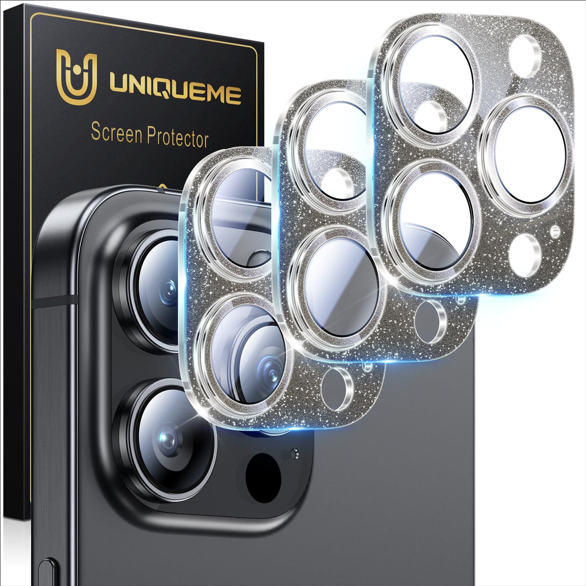 UniqueMe for 3 Pack iPhone 16 Pro/iPhone 16 Pro Max Camera Lens Protector