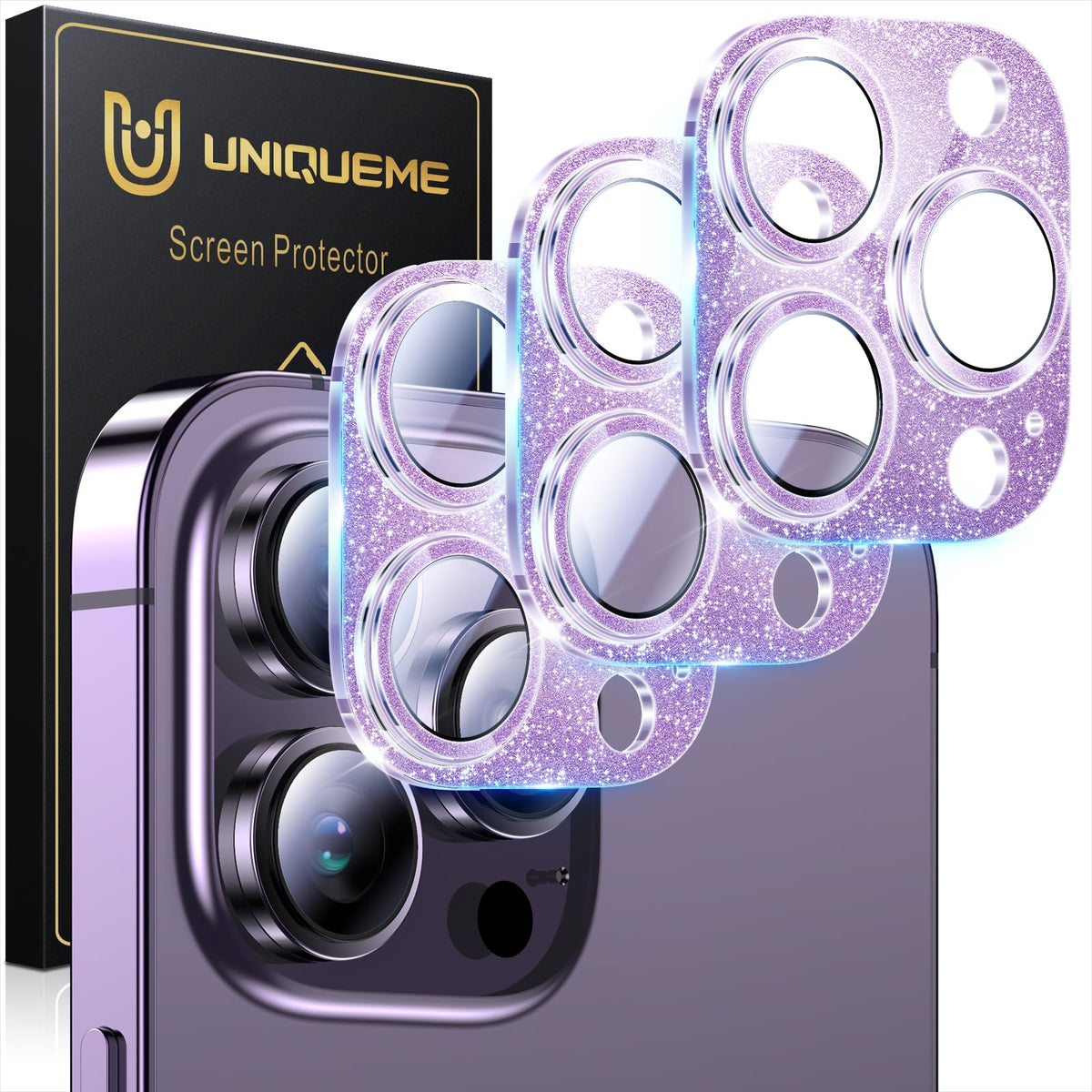 UniqueMe for 3 Pack iPhone 16 Pro/iPhone 16 Pro Max Camera Lens Protector