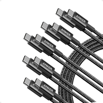 Anker USB C to USB C Cable, Type-C 60W Fast Charging Cable (6 FT, 2Pack) for iPhone 17 Series, iPad mini 6 and More (Black)