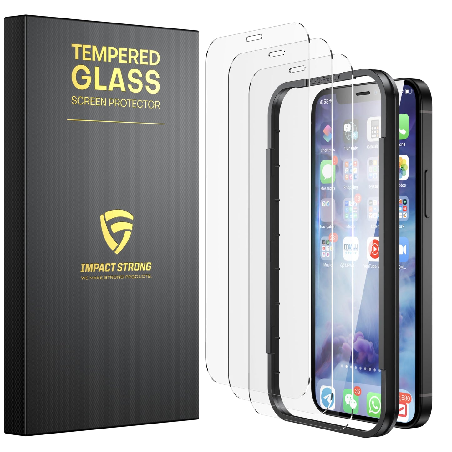 ImpactStrong 3-Pack Glass Protector for iPhone 15/16, 6.1