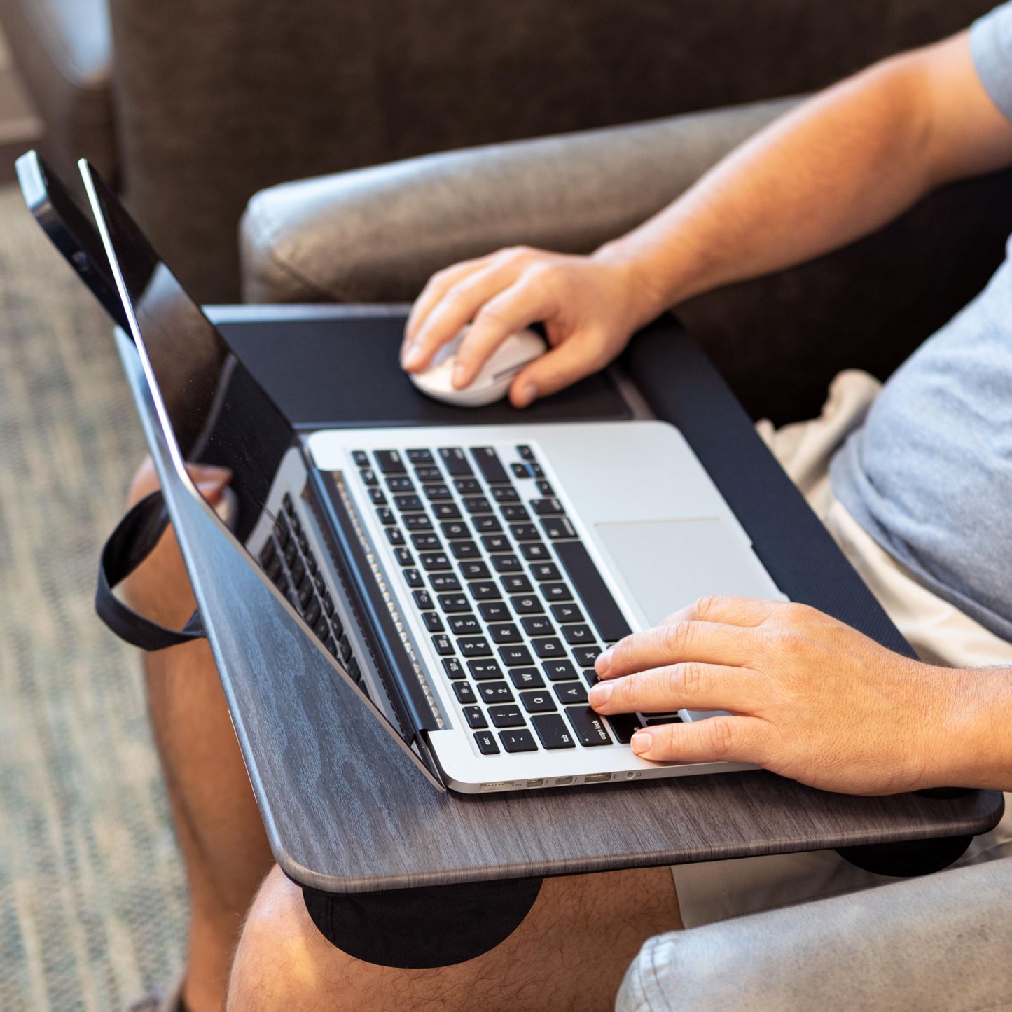 PinkComfort Lap Desk: Device Ledge & Phone Holder