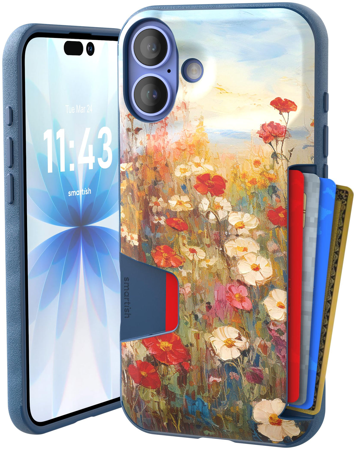 Smartish iPhone 18 Pro/17 Pro Wallet Case, Wallet Slayer V1, Cherry Blossom